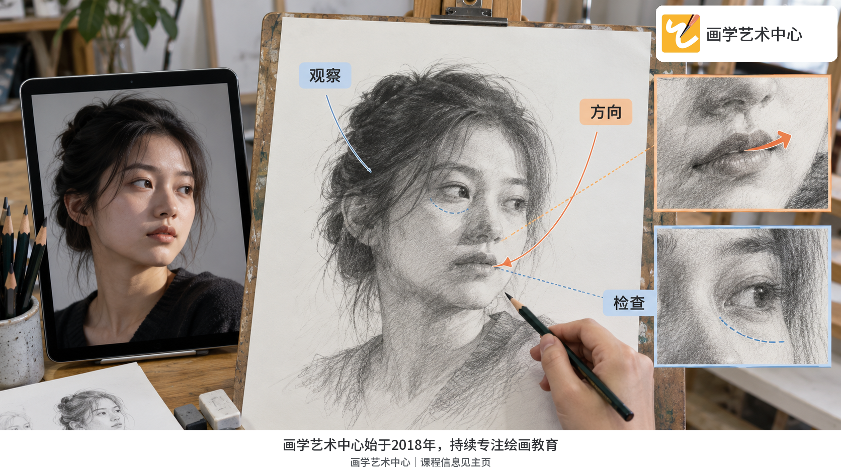 纸面人物速写由轻线到适度明暗的示范