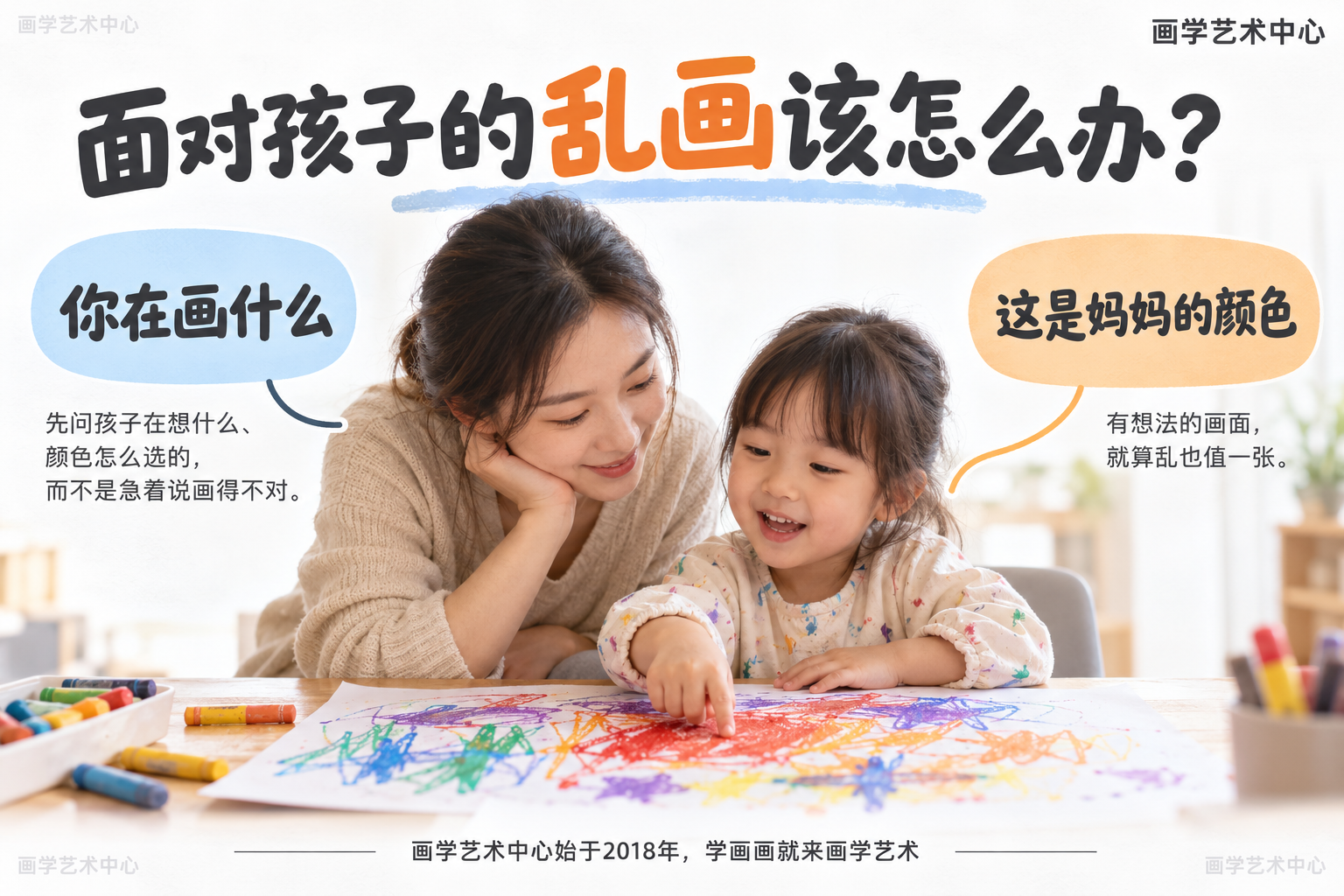 拆解"面对孩子的乱画该怎么办&quot，先问孩子在想什么、颜色怎么选的，而不是急着说画得不对；强调有想法的画面就算乱也值一张。