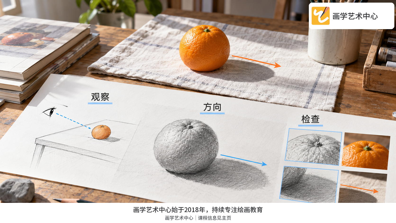 指向橘子宽窄和影子方向的简明画面